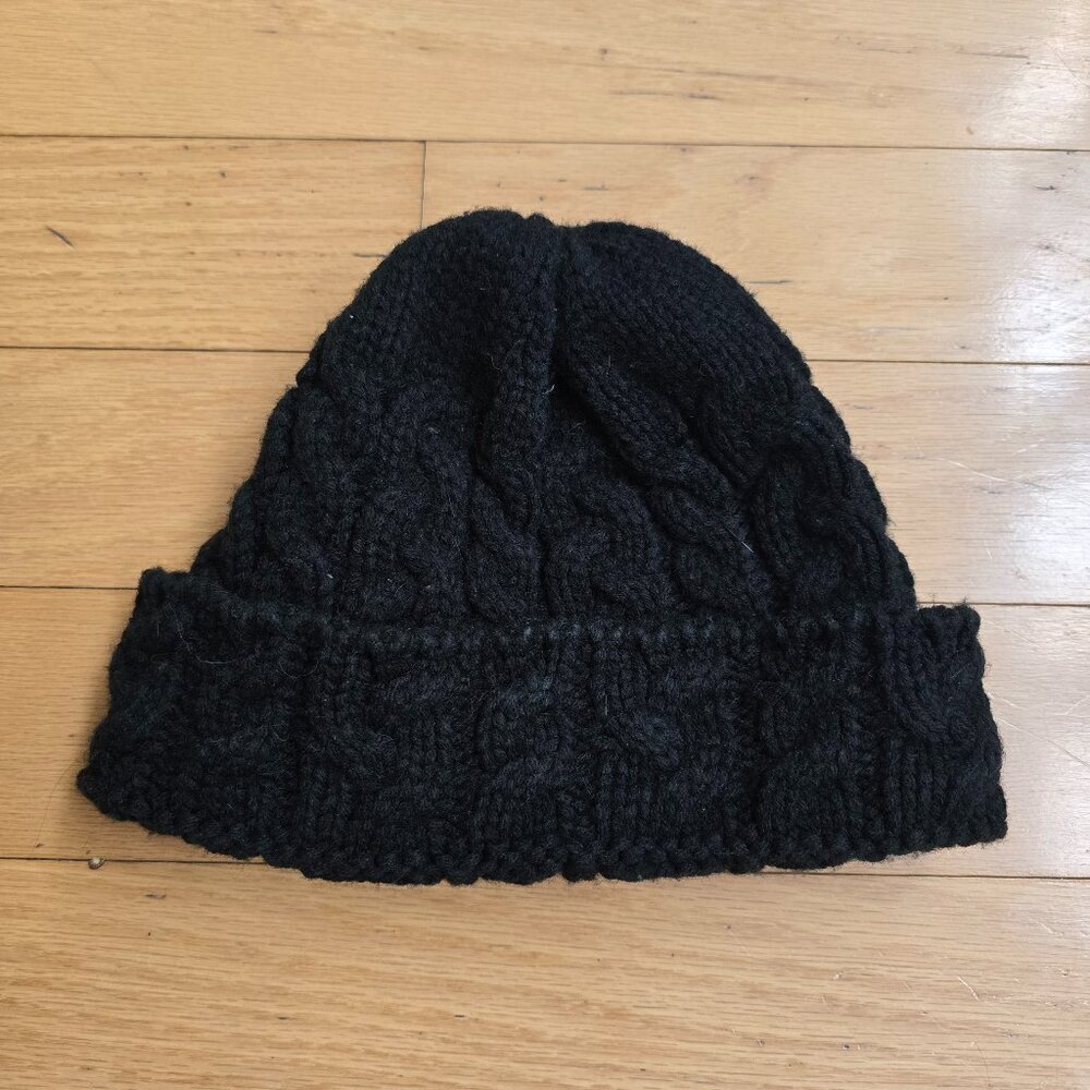 Obey | monochrome black chunky knit fitted beanie